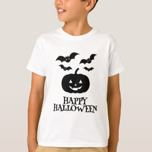 T-shirt Happy Halloween Citrouille Bat Minimal