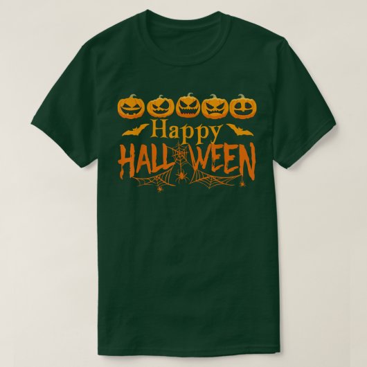 T-shirt Happy Halloween Citrouille Face Emojicorn Jackolan (Design devant)