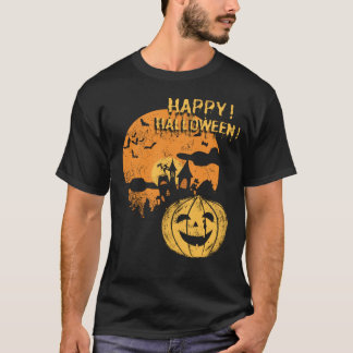 T-shirt Happy Halloween Citrouille Funny Éffrayant chauve