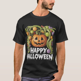 T-shirt Happy Halloween Citrouille Illustration avec Candy