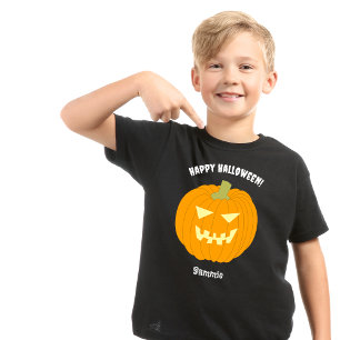 T-shirt Happy Halloween Citrouille Nom personnalisé Enfant