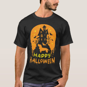 T-shirt Happy Halloween Dachshund Wiener Chien Bat Ghost C