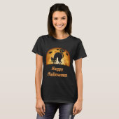 T-shirt Happy Halloween Éffrayant Haunted chat noir T-shir (Devant entier)