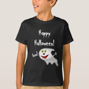 T-shirt Happy Halloween enfant noir fantôme mignon