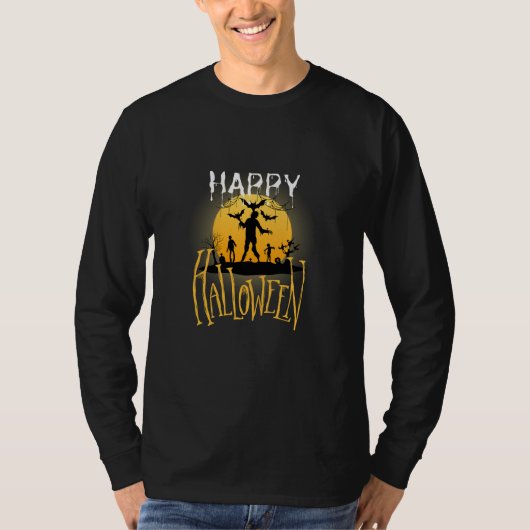 T-shirt Happy Halloween fantôme zombie haha (Devant)