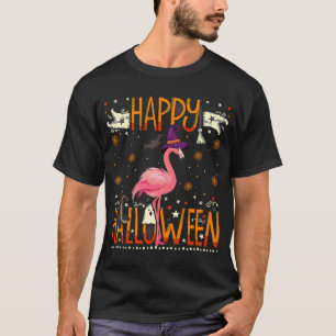 T-shirt Happy Halloween Flamant rose sorcière Casquette Ha