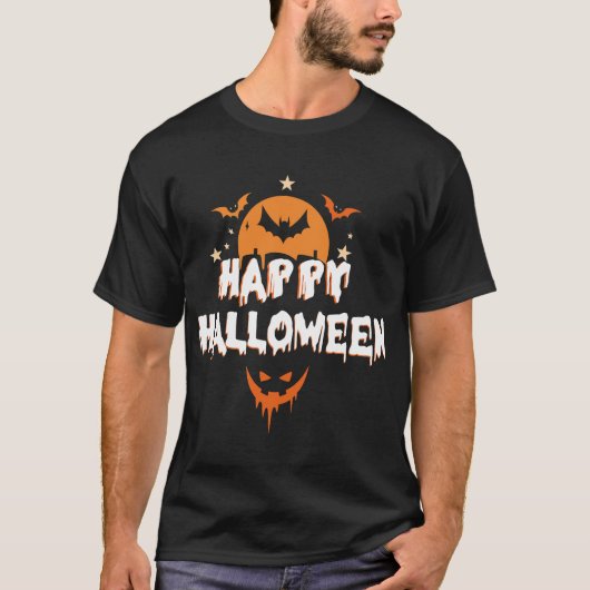 T-shirt Happy Halloween Funny Skeleton Dinosaur T-Rex Hall (Devant)