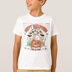 T-shirt Happy Halloween Ghost Scary Citrouille Chat