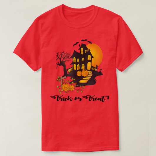 T-shirt Happy Halloween Haunted House (Design devant)