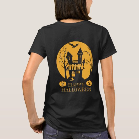 T-shirt Happy Halloween Haunted House (Dos)