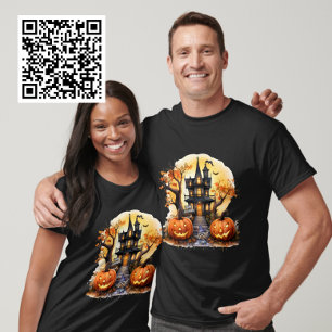 T-shirt Happy Halloween Haunted House Yorkie Witch