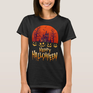 T-shirt Happy Halloween Haunted Maison effrayante Citrouil
