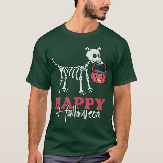 T-shirt Happy Halloween Lazy Halloween Costume Chien Trick (Devant)