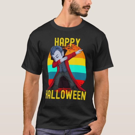 T-shirt Happy Halloween mignonne Dabbing Dracula Kids Vamp (Devant)
