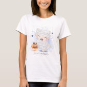T-shirt Happy Halloween mignonne maman Kitty (Devant)