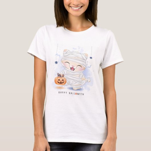 T-shirt Happy Halloween mignonne maman Kitty (Devant)