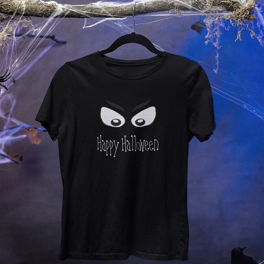 T-shirt Happy Halloween noir et blanc fantôme