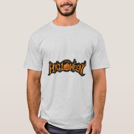 T-shirt Happy Halloween Ruby Eye Citrouille Argent Cadre (Devant)