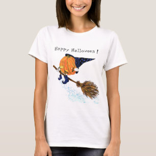 T-shirt Happy Halloween sorcière Citrouille Volant Chambr