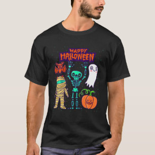 T-shirt Happy Halloween Squelette Citrouille Ghost mignons