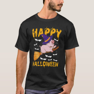T-shirt Happy Halloween u2013 Sorcière Pig Volant Broom Ha