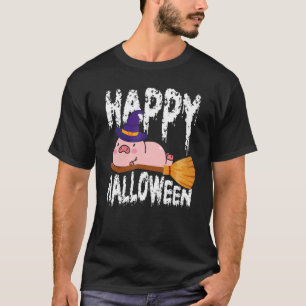 T-shirt Happy Halloween u2013 Sorcière Pig Volant Broom Ha