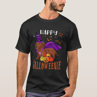 T-shirt Happy Halloween Weenie Dachshund Chien Sorcière P