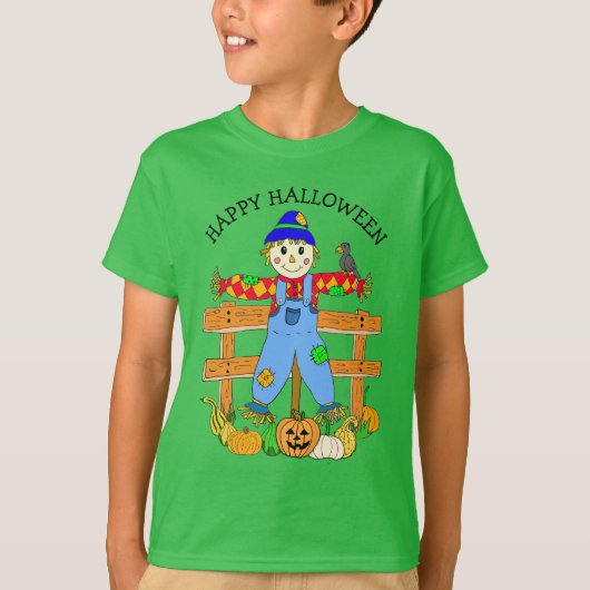 T-shirt Happy Halloween Whimsical Cartoon Scarecrow (Devant)