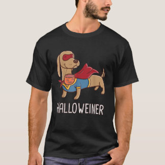 T-shirt Happy Halloweiner Dachshund Dog Superhero Happy Ha