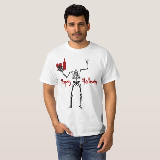 T-shirt Happy Hallowine Skeleton sans tête (Devant entier)