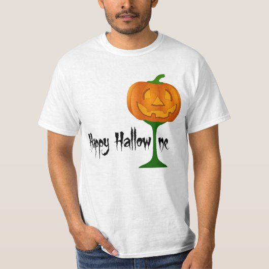 T-shirt Happy Hallowine Vin Citrouille Halloween (Devant)