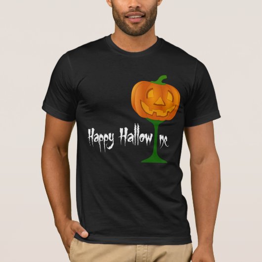 T-shirt Happy Hallowine Vin Citrouille Halloween (Devant)