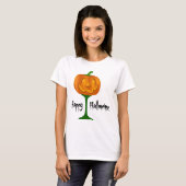 T-shirt Happy Hallowine Vin Citrouille Halloween (Devant entier)