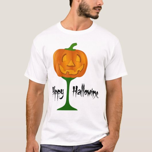 T-shirt Happy Hallowine Vin Citrouille Halloween (Devant)