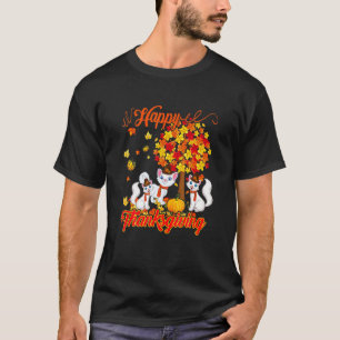T-shirt Happy Hanksgiving Hree Cats Portant le Casquette F