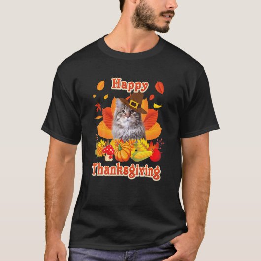 T-shirt Happy Hanksgiving Sibérien Chat Je Suis Hanseuse P (Devant)