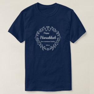 T-shirt Happy Hanoukka White Wreath Ajouter nom et année