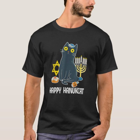T-shirt Happy Hanukcat Hanukkah Cat Jewish (Devant)