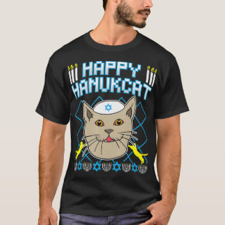 T-shirt Happy Hanukcat  Jewish Cat Ugly Christmas Sweater 