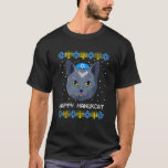 T-shirt Happy Hanukcat Ugly Hanoukka Sweater Chat Chanukah<br><div class="desc">Happy Hanukcat Ugly Hanoukka Sweater Chat Chanukah Juif</div>