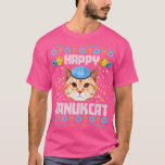 T-shirt Happy Hanukcat Ugly Hanoukka Sweater Chat Chanukah<br><div class="desc">Joyeux Hanukcat Ugly Hanoukka Sweater Chat Chanukah Juif Long Manche.</div>