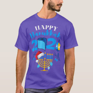 T-shirt Happy Hanukkah 2021 Christmas Santa Hat Merry Chri