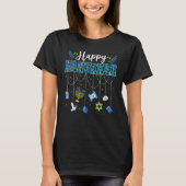 T-shirt Happy Hanukkah Decorations Dreidel Menorah Chanuka (Devant)