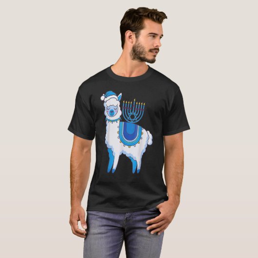 T-shirt Happy Hanukkah Llamakkah Llama Menorah Alpaca Jewi (Devant entier)