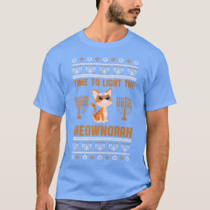T-shirt Happy Hanukkah Meownorah Jewish Cat Menorah Funny