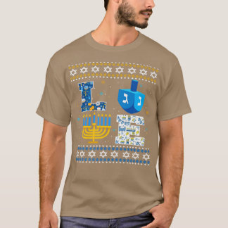T-shirt Happy Hanukkah Ugly Christmas Menorah Dreidel 