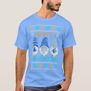 T-shirt Happy Hanukkah Ugly Xmas Gnome Menorah Dreidel Gno