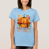 T-shirt "Happy Harvest" Aquarelle Citrouille et feuilles d (Devant)