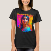 T-shirt Happy Holi belle femme en bleu (Devant)