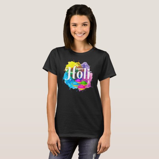 T-shirt Happy Holi Festival Couleur Coeur Inde Printemps h (Devant entier)